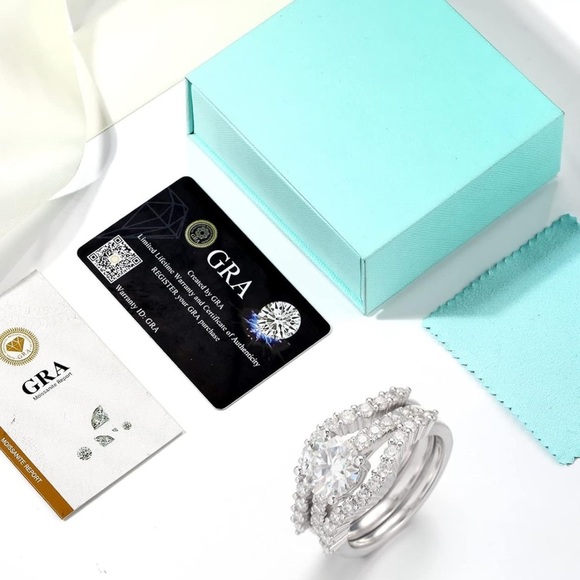 Certified Moissanite Bridal Ring Set 3 cts. Round Cut - Picture 5 of 5